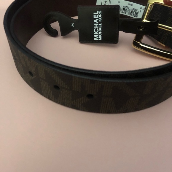 Michael Kors brown-Gold-Tone MK Logo Belt M main image 6